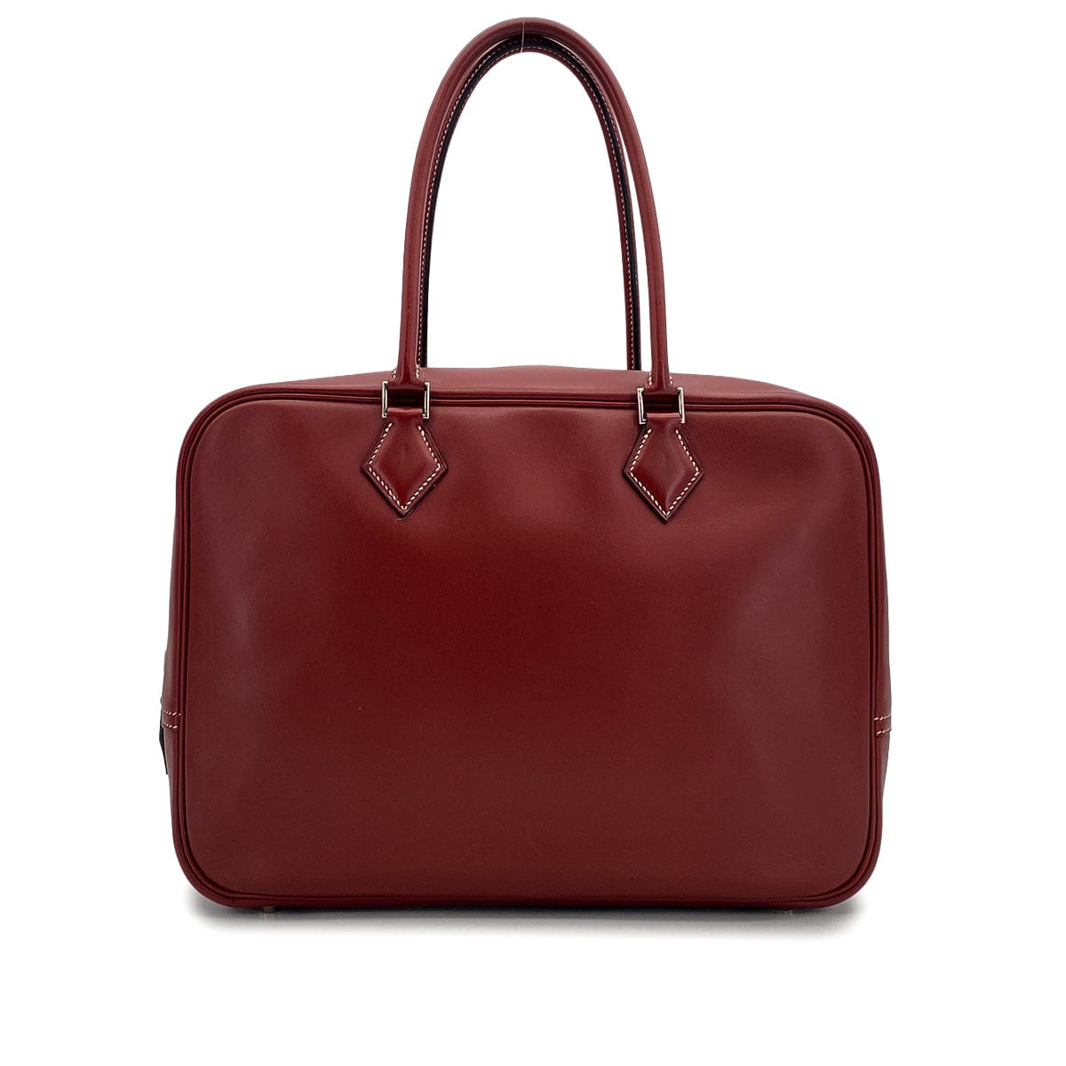 Luxury Promise Japan HERMES PLUME 32 ROUGE H BOXCALF HAND BAG 2001 SQUARE E PALLADIUM HARDWARE 90324807