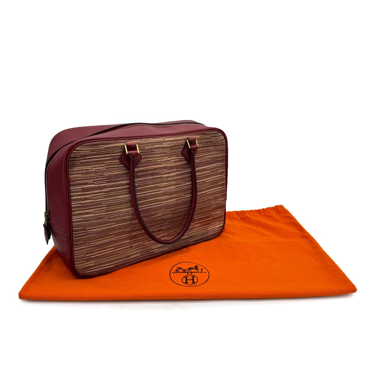 Luxury Promise Japan HERMES PLUME 32 ROUGE H CHAMONIX VIBRATO HAND BAG □E GOLD HARDWARE 90307993