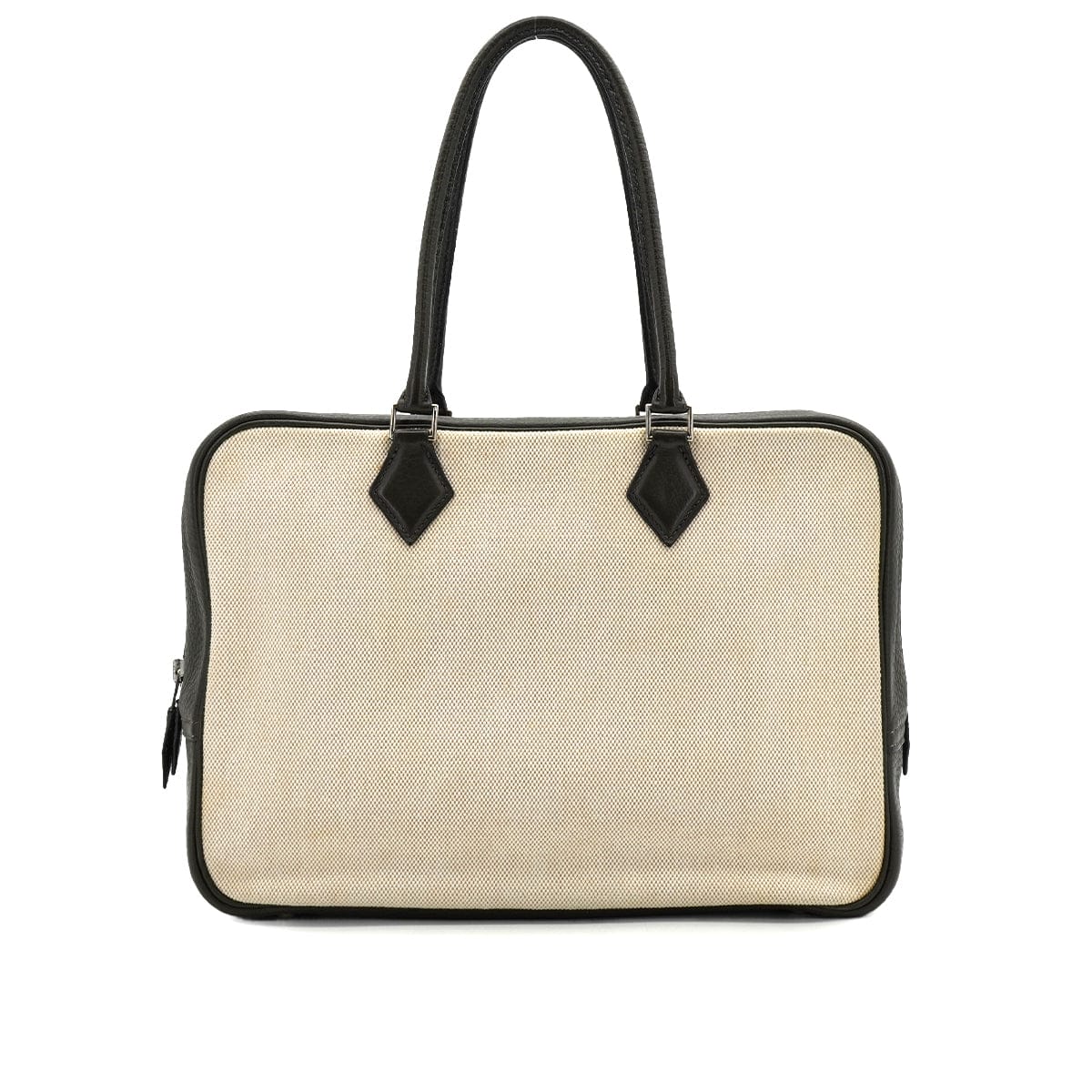 HERMES PLUME 32 VERT OLIVE TOILE H TAURILLON CLEMENCE HAND BAG 2002 SQUARE F PALLADIUM HARDWAR 90340491