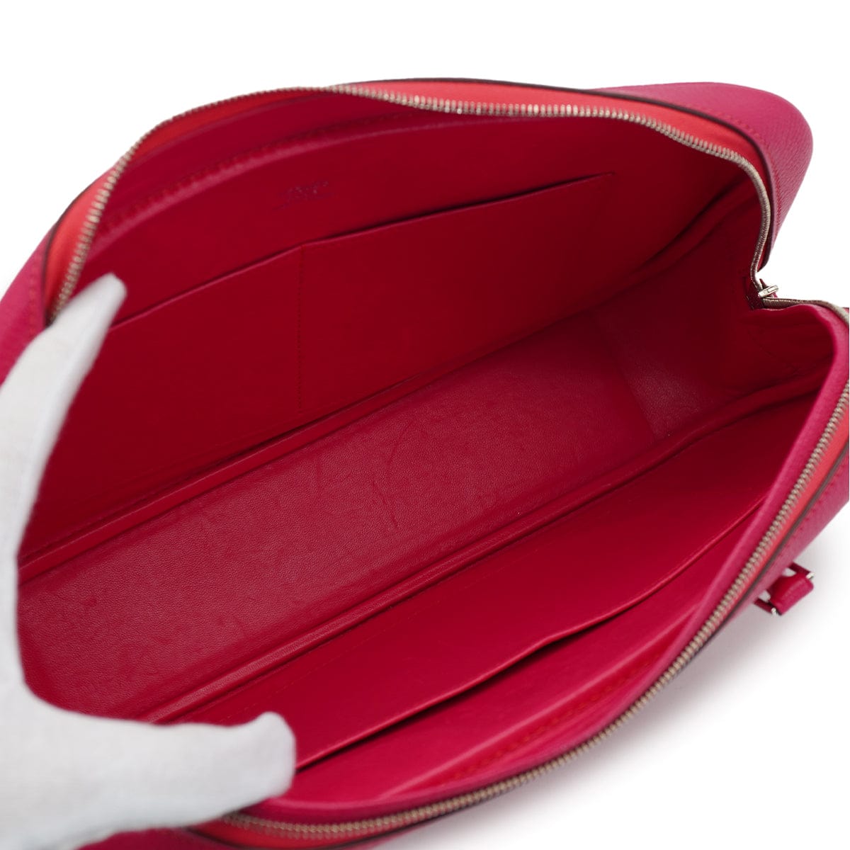 Luxury Promise Japan HERMES PLUME ELAN 28 FUCHSIA PINK CHEVRE HAND BAG 2006 SQUARE J PALLADIUM HARDWARE 90335834