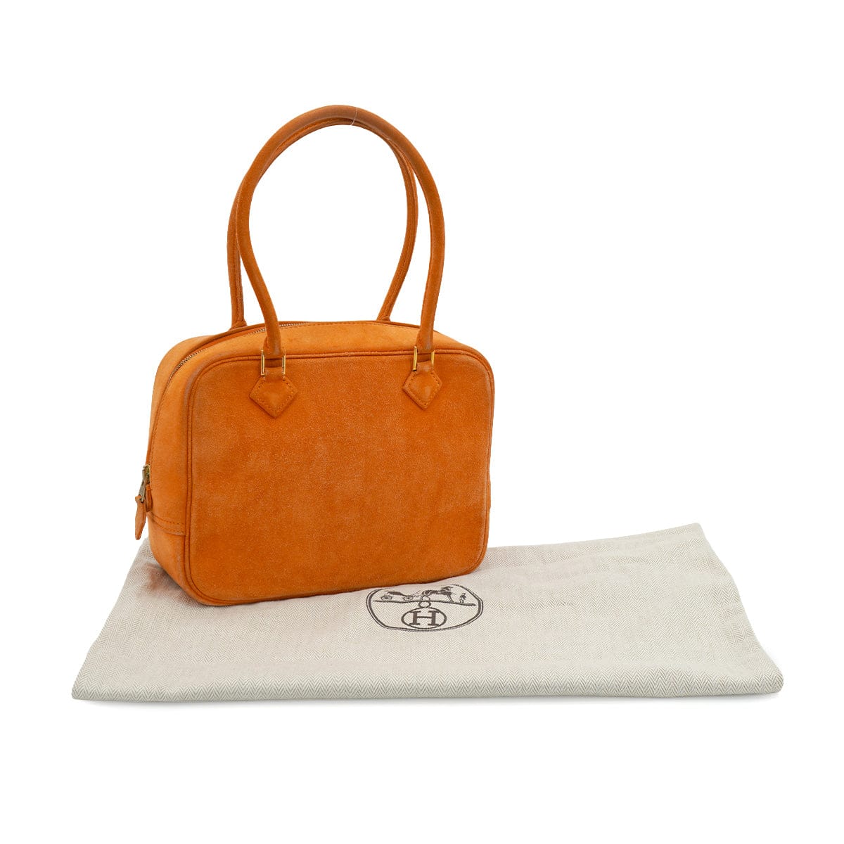 Luxury Promise Japan HERMES PLUME MINI ORANGE DOBLIS HAND BAG 2004 SQUARE H GOLD HARDWARE 90343414