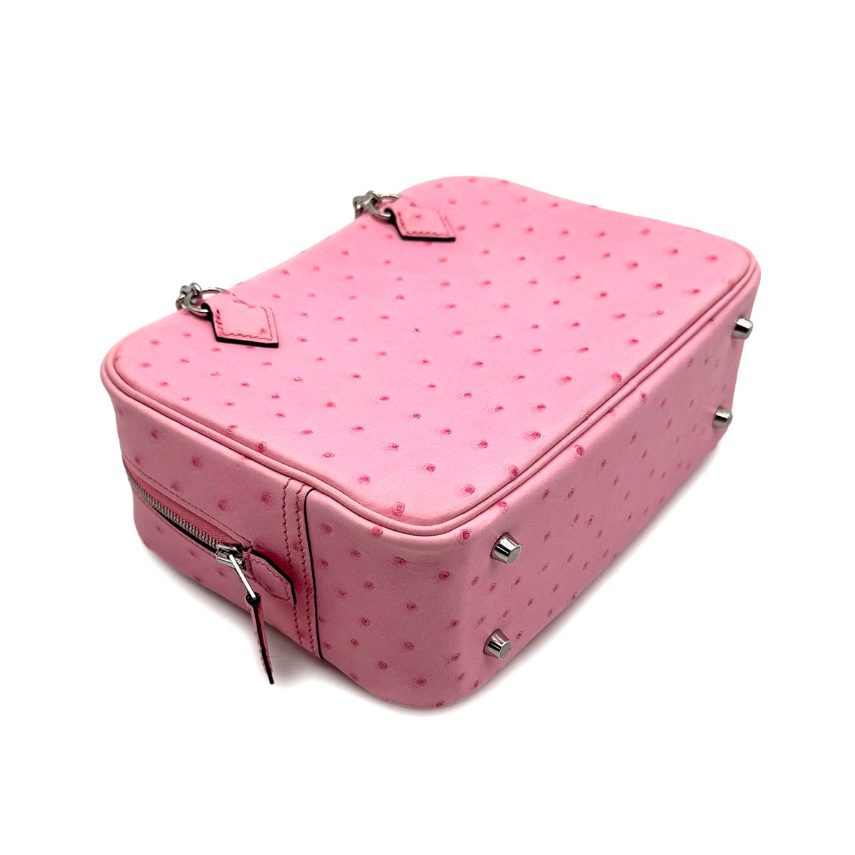 Luxury Promise Japan HERMES PLUME MINI ROSE BUBBLEGUM OSTRICH CHAIN HAND BAG 2025 K STAMP PALLADIUM HARDWARE 90316993
