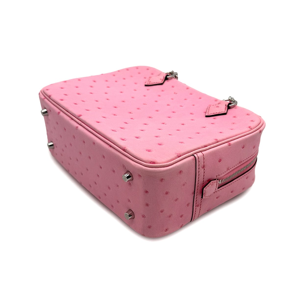 Luxury Promise Japan HERMES PLUME MINI ROSE BUBBLEGUM OSTRICH CHAIN HAND BAG 2025 K STAMP PALLADIUM HARDWARE 90316993