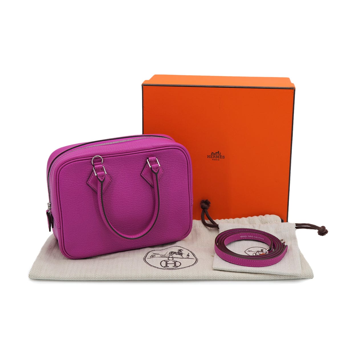 Luxury Promise Japan HERMES PLUME2 MINI ROSE PURPLE CHEVRE HAND SHOULDER BAG 2017 A STAMP PALLADIUM HARDWARE 90323192