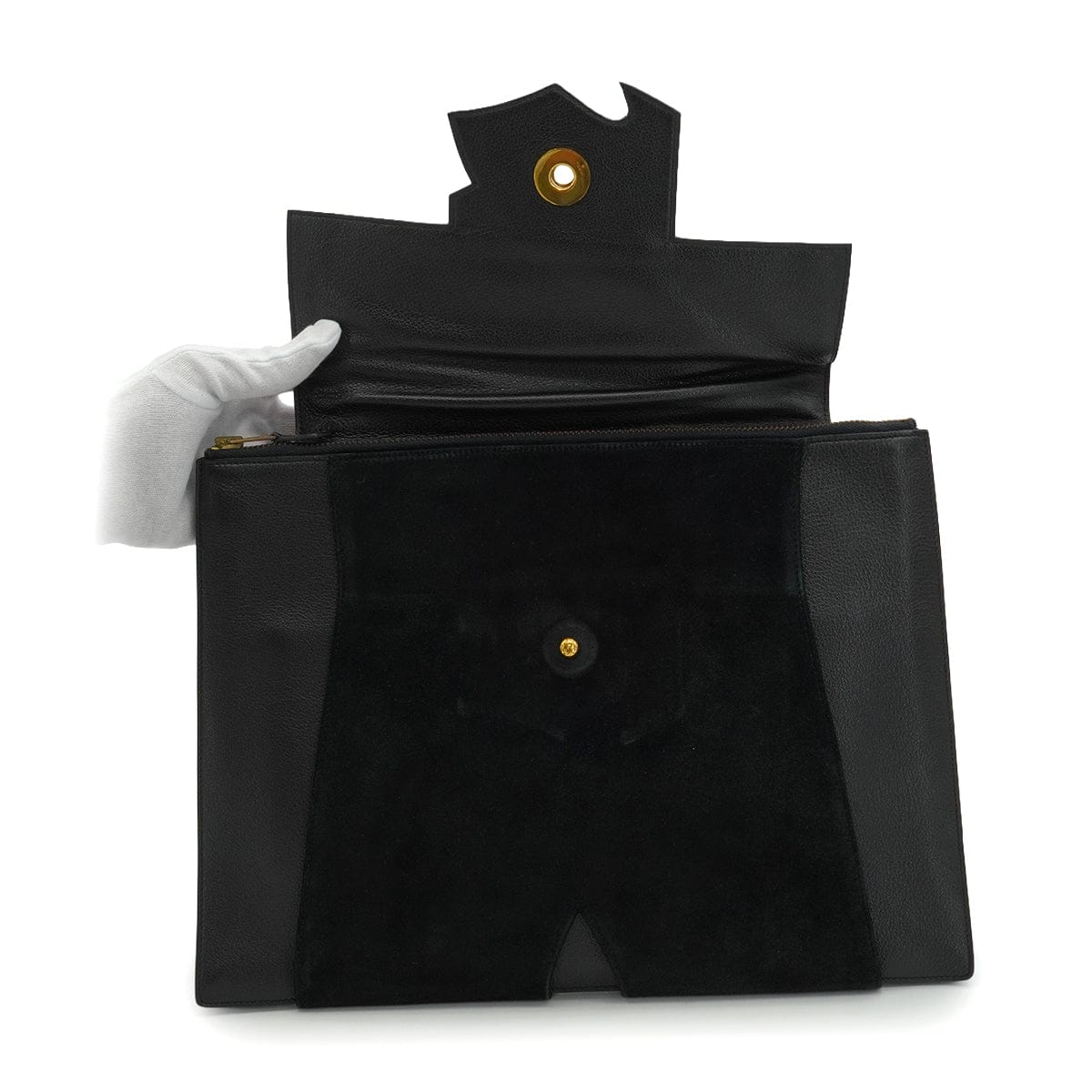 Luxury Promise Japan HERMES PRESIDENT BLACK GREEN DOBLIS LIZARD VEAU BARENIA HAND BAG 1988 CIRCLE R GOLD HARDWARE 90345058