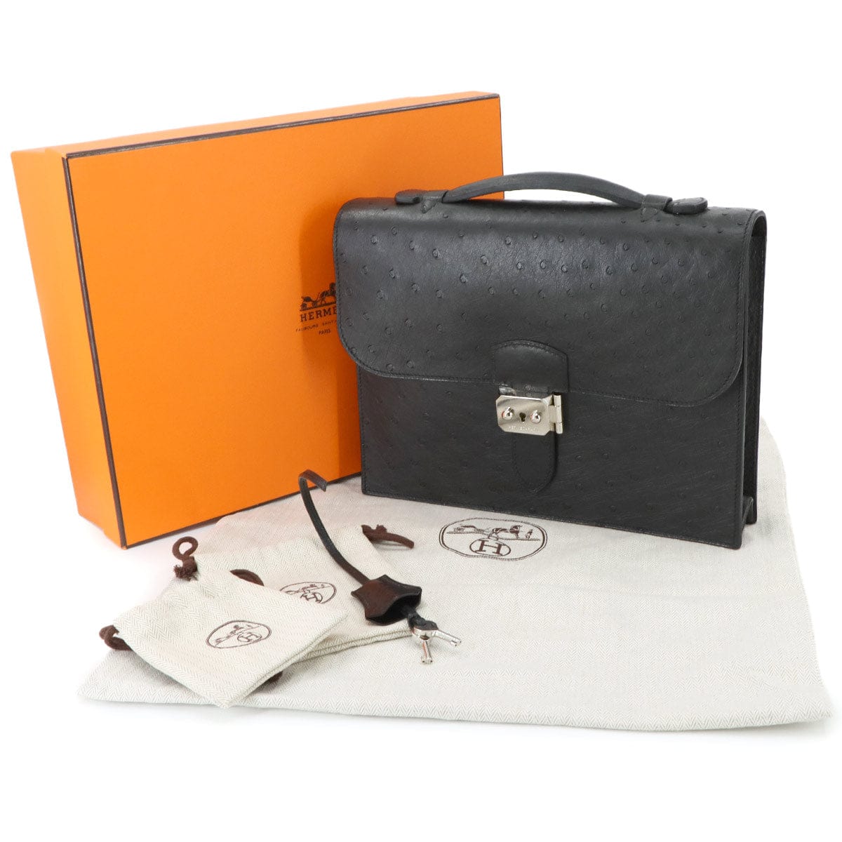 Luxury Promise Japan HERMES Sack A Depeche 27 Briefcase Business Bag Ostrich Black □N Stamp Silver Hardware Sack A Depeche Hermes 90267031
