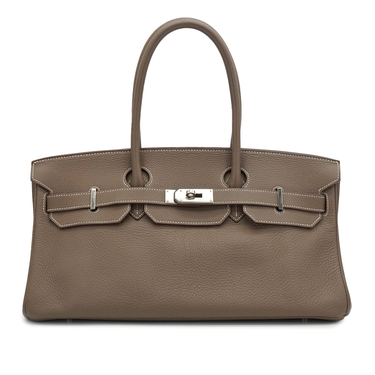 Luxury Promise Japan HERMES SHOULDER BIRKIN 42 ETOUPE TAURILLON CLEMENCE HAND SHOULDER BAG 2009 SQUARE M PALLADIUM HARDWARE 90335583