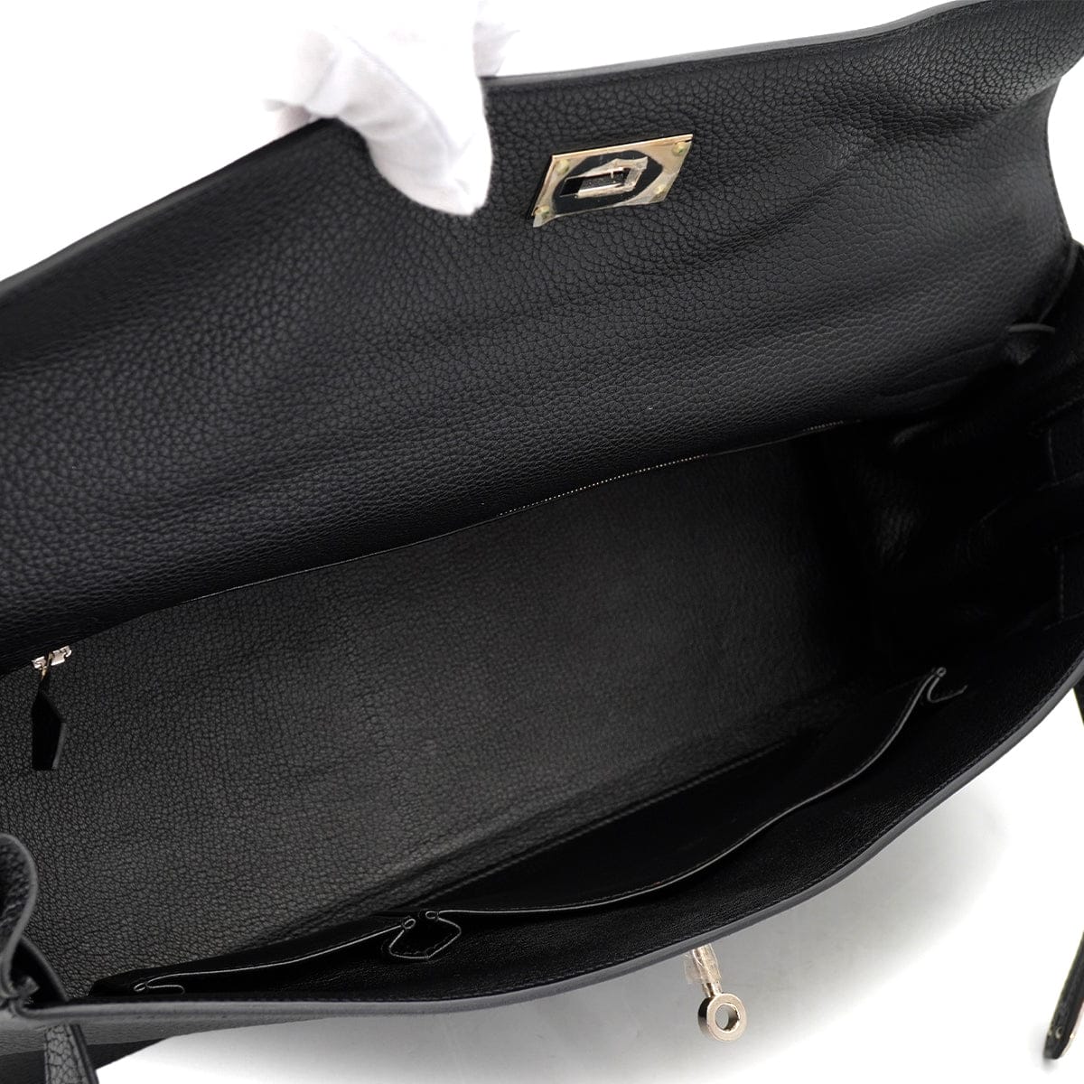 Luxury Promise Japan HERMES SHOULDER KELLY 40 BLACK TAURILLON CLEMENCE HAND BAG 2008 SQUARE L PALLADIUM HARDWARE 90327154