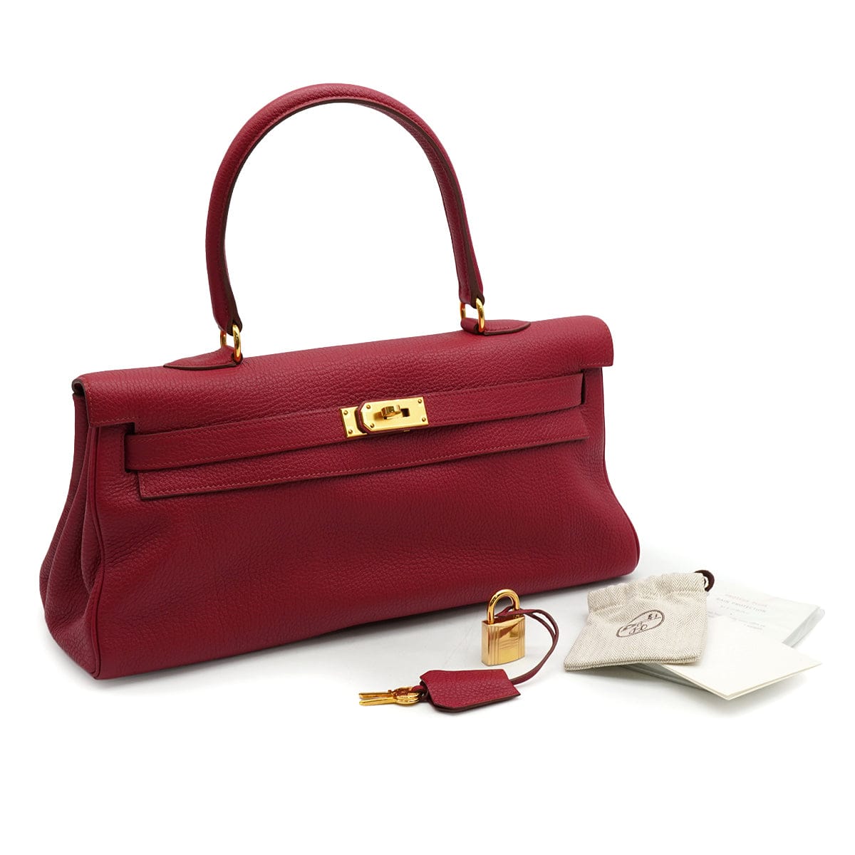Luxury Promise Japan HERMES SHOULDER KELLY 42 RUBIS TAURILLON CLEMENCE HAND SHOULDER BAG 2011 SQUARE O GOLD HARDWARE 90339881