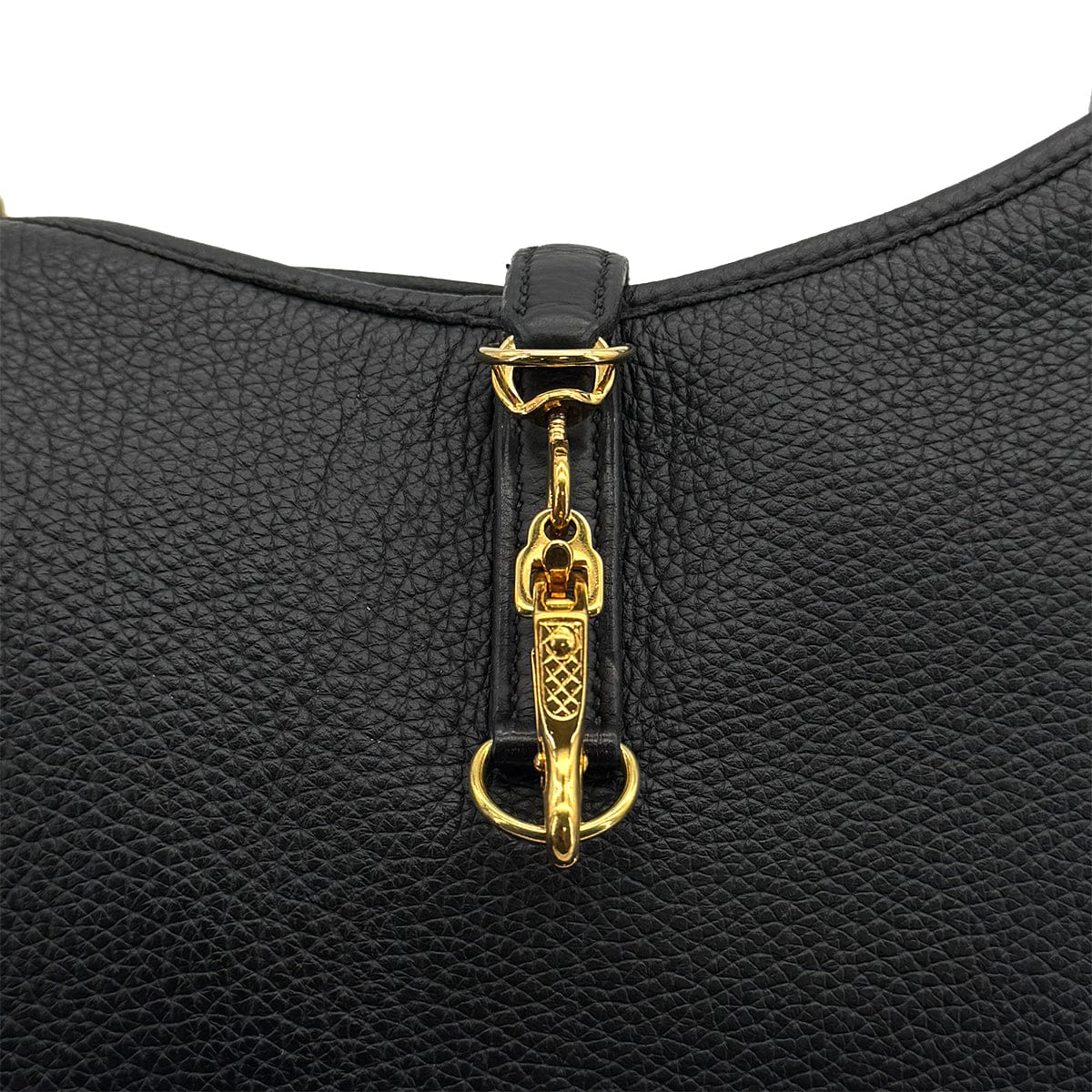 Luxury Promise Japan HERMES TRIM 31 BLACK TAURILLON CLEMENCE SHOULDER BAG 1995 CIRCLE Y GOLD HARDWARE 90323081