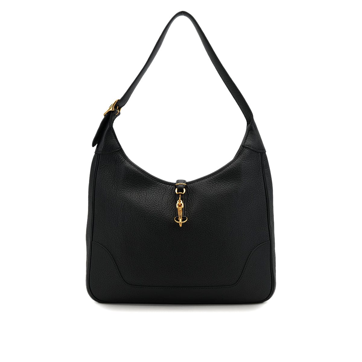 Luxury Promise Japan HERMES TRIM 31 BLACK TAURILLON CLEMENCE SHOULDER BAG 1995 CIRCLE Y GOLD HARDWARE 90323081