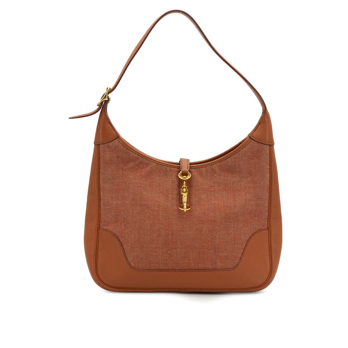 Luxury Promise Japan HERMES TRIM 31 BROWN TAURILLON CLEMENCE TOILE H SHOULDER BAG 1997 SQUARE A GOLD HARDWARE 90337285