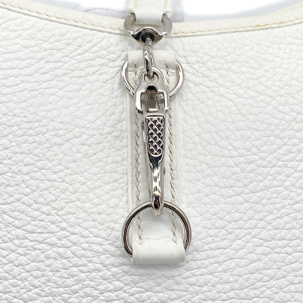 Luxury Promise Japan HERMES TRIM 31 WHITE TAURILLON CLEMENCE SHOULDER BAG 2006 SQUARE J PALLADIUM HARDWARE 90327296