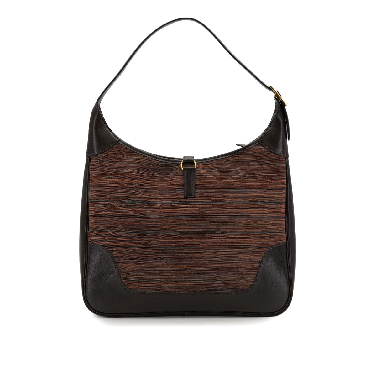 Luxury Promise Japan HERMES TRIM 35 EBENE EVER CALF VIBRATO SHOULDER BAG 2003 SQUARE G GOLD HARDWARE 90323082