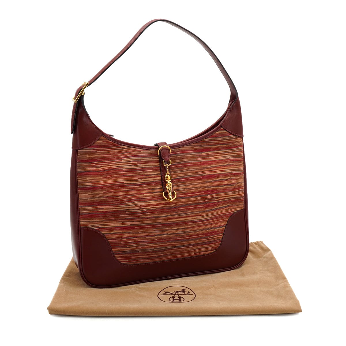 Luxury Promise Japan HERMES TRIM 35 ROUGE H VIBRATO BOX CALF SHOULDER BAG 2001 SQUARE E GOLD HARDWARE 90326784