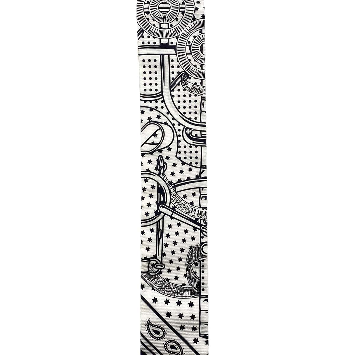 Luxury Promise Japan HERMES TWILLY EPERON D'OR SCARF WHITE NAVY BLACK SILK 90296735