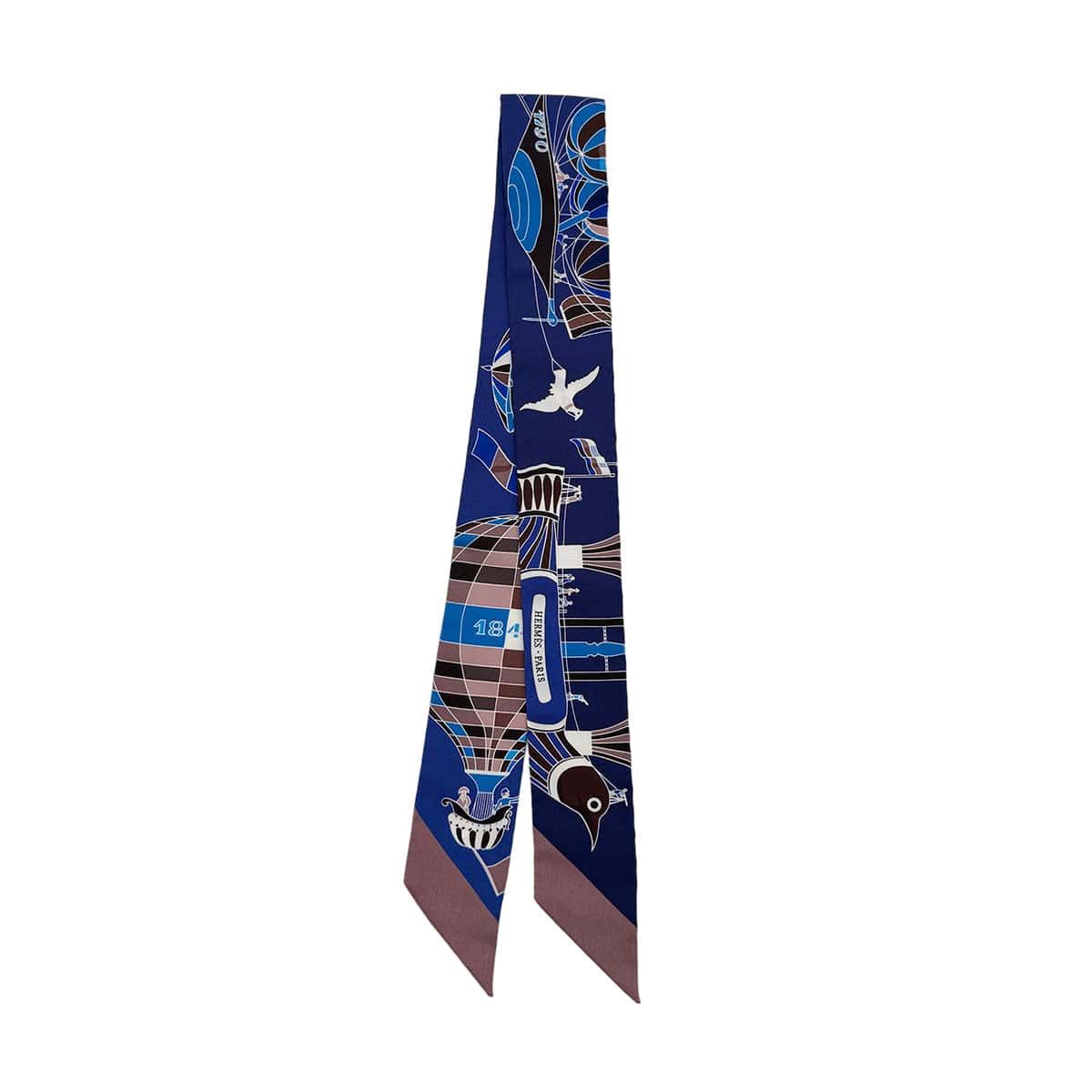 Luxury Promise Japan HERMES TWILLY LES FOLIES DU CIEL SCARF BLUE SILK 90295855