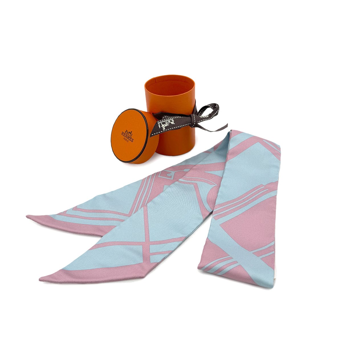 Luxury Promise Japan HERMES TWILLY SCARF LES COUPES TATTOO CIEL VIEUX ROSE SILK 90298742