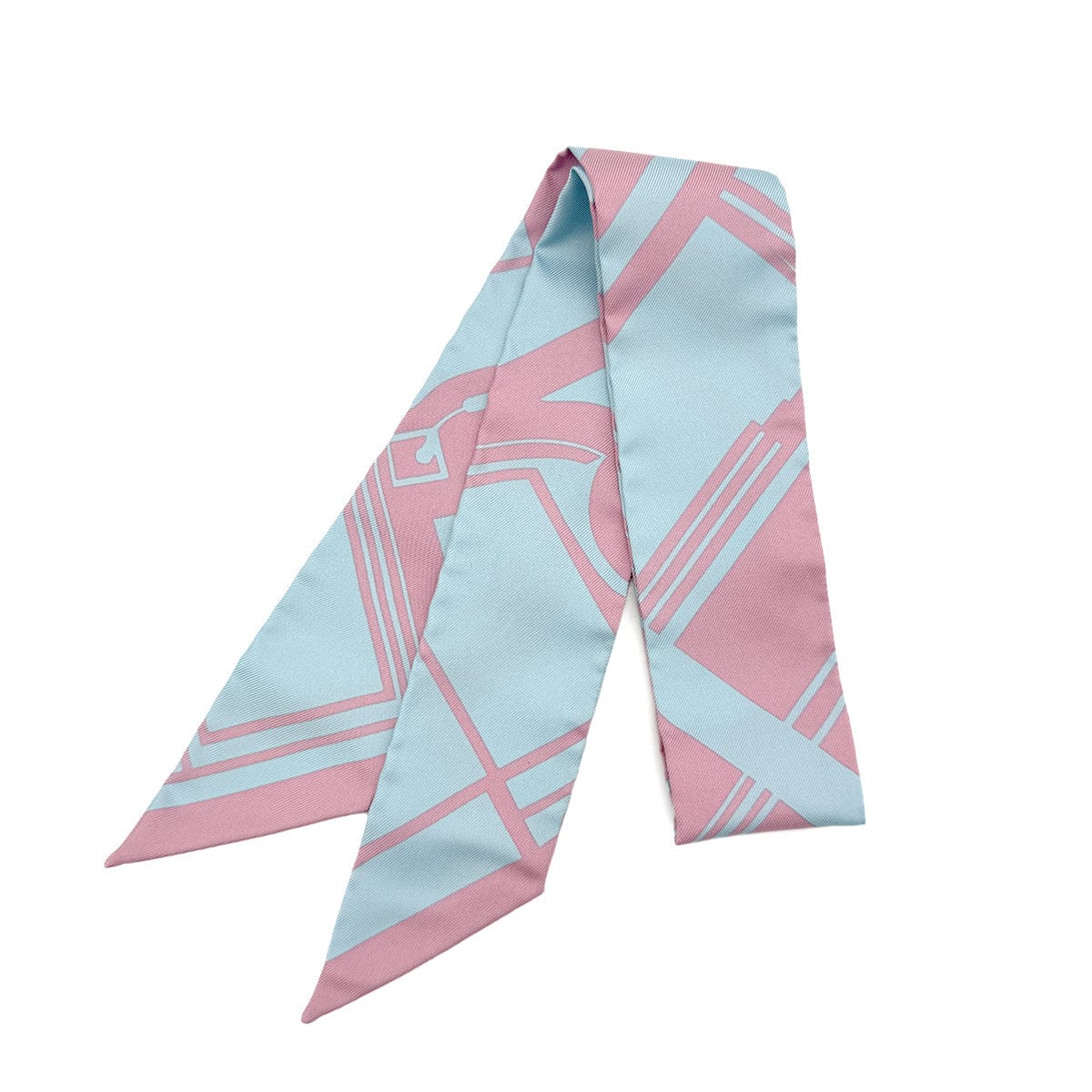 Luxury Promise Japan HERMES TWILLY SCARF LES COUPES TATTOO CIEL VIEUX ROSE SILK 90298742