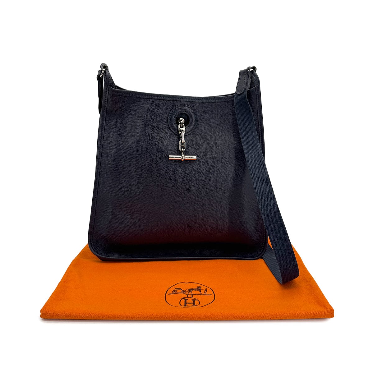 Luxury Promise Japan HERMES VESPA PM BLUE INDIGO VEAU EPSOM SHOULDER BAG 2004 SQUARE H PALLADIUM HARDWARE 90310337