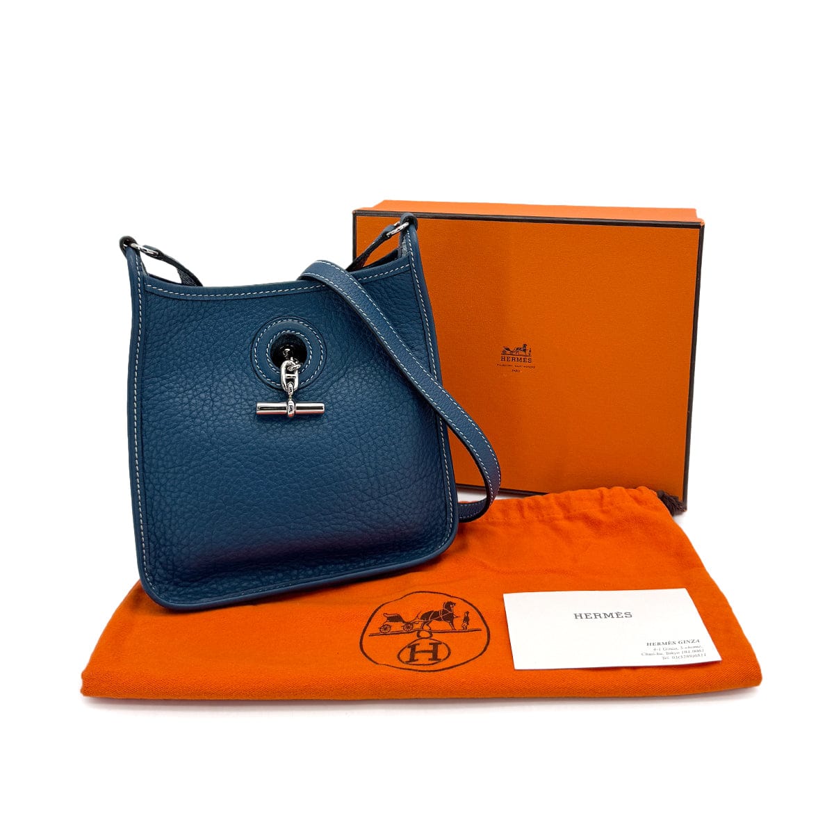 Luxury Promise Japan HERMES VESPA TPM BLUE THALASSA TAURILLON CLEMENCE SHOULDER BAG □G 90310307