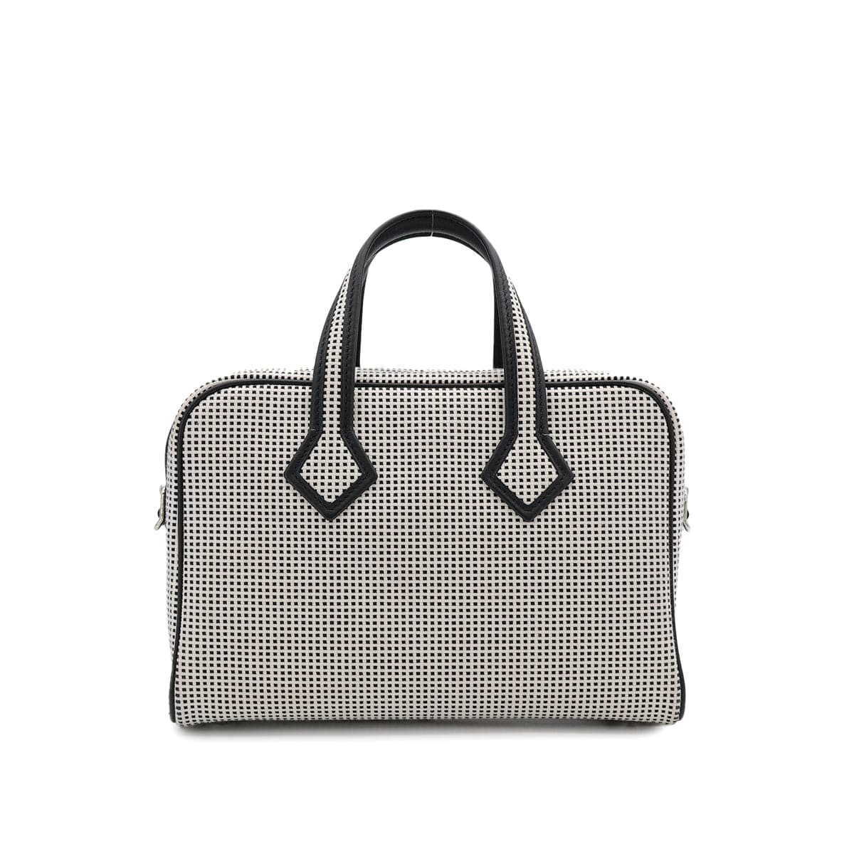 luxury promise japan HERMES VICTORIA 3 FOURRE TOUT MINI BLACK WHITE TOILE QUADRILLE VEAU SWIFT HAND BAG 2023 B PALLADIUM HARDWARE 90313545