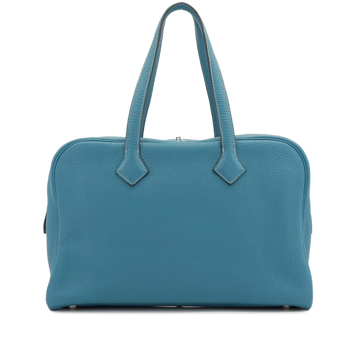 Luxury Promise Japan HERMES VICTORIA 35 BLUE JEAN TAURILLON CLEMENCE HAND BAG 2010 SQUARE N PALLADIUM HARDWARE 90335796