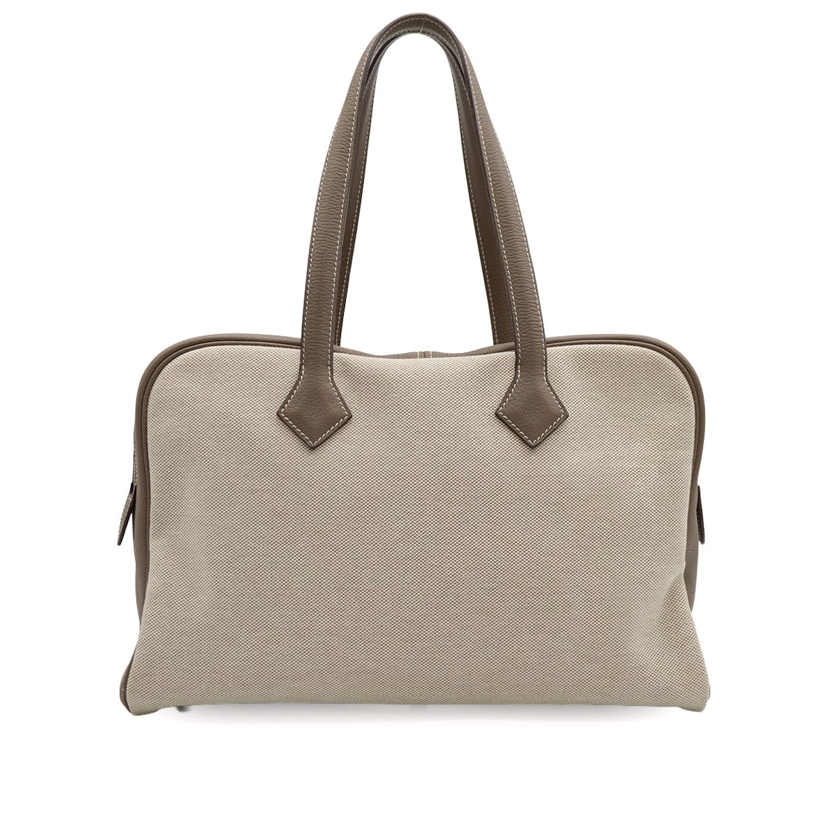 Luxury Promise Japan HERMES VICTORIA 35 ETOUPE TOILE H TAURILLON CLEMENCE HAND BAG 2007 SQUARE K PALLADIUM HARDWARE 90335153