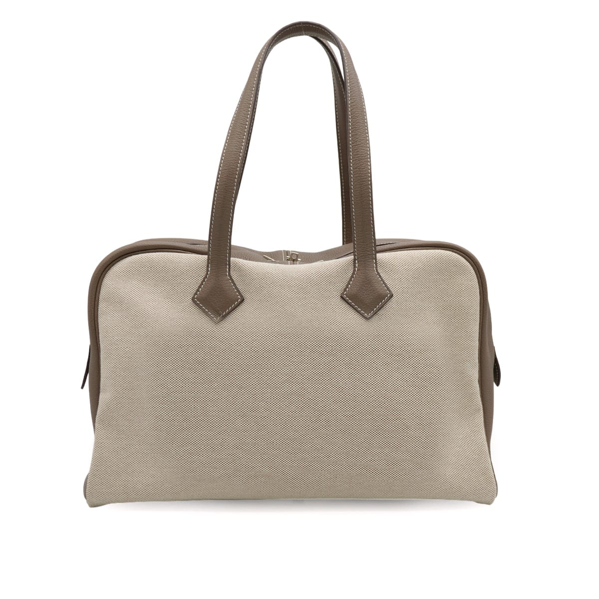 Luxury Promise Japan HERMES VICTORIA 35 ETOUPE TOILE H TAURILLON CLEMENCE HAND BAG 2007 SQUARE K PALLADIUM HARDWARE 90335153