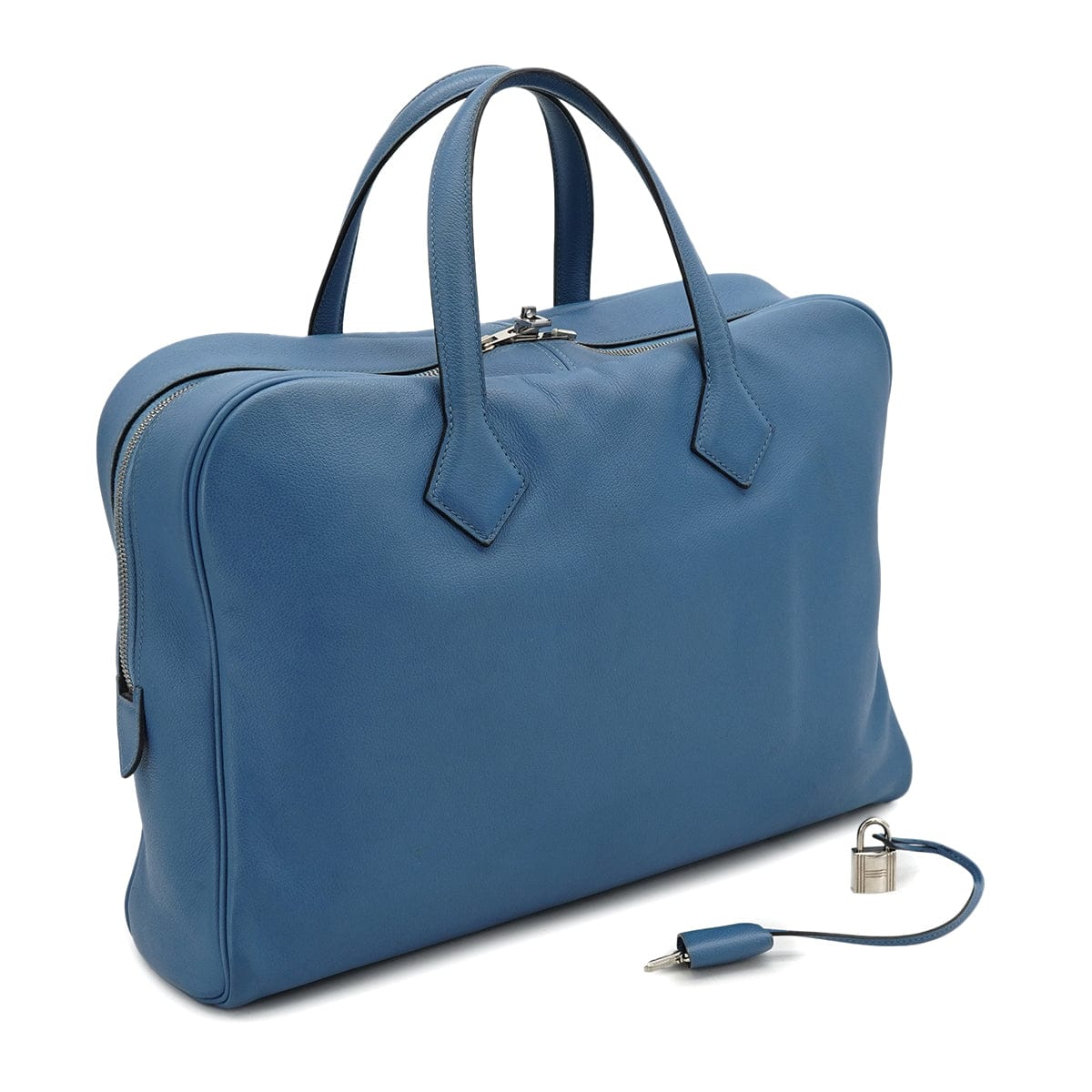 Luxury Promise Japan HERMES VICTORIA 40 BLEU AZUR EVERGRAIN HAND BAG 2018 C STAMP PALLADIUM HARDWARE 90334496