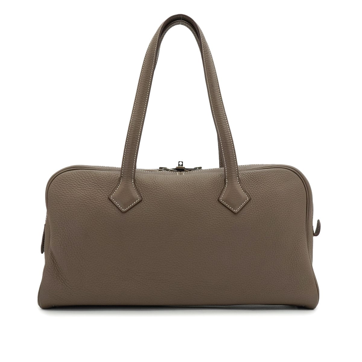 Luxury Promise Japan HERMES VICTORIA ELAN 38 ETOUPE TAURILLON CLEMENCE HAND BAG 2012 SQUARE P PALLADIUM HARDWARE 90339159