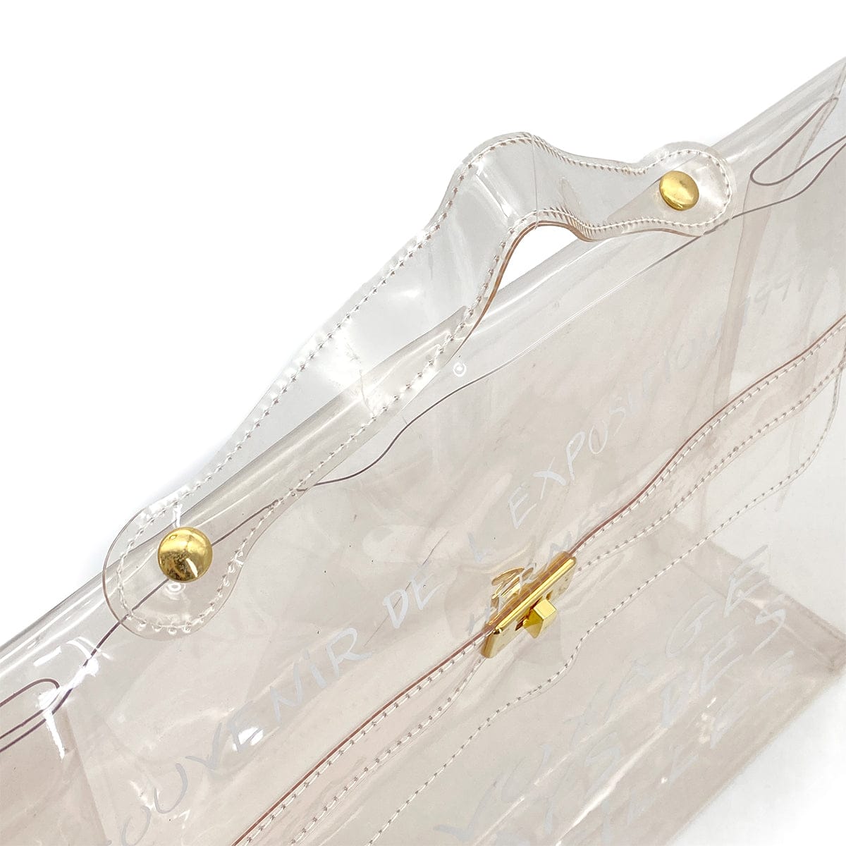 Luxury Promise Japan HERMES VINYL KELLY SOUVENIR DE L' EXPOSITION 1997 CLEAR HAND BAG GOLD HARDWARE 90327388