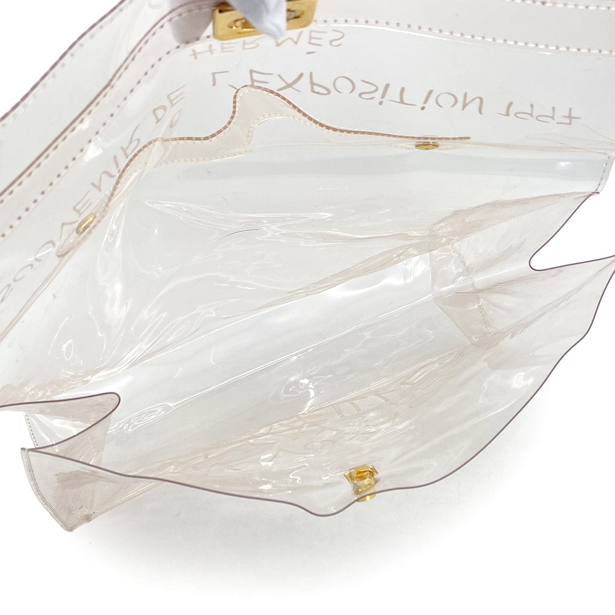 Luxury Promise Japan HERMES VINYL KELLY SOUVENIR DE L' EXPOSITION 1997 CLEAR HAND BAG GOLD HARDWARE 90327388