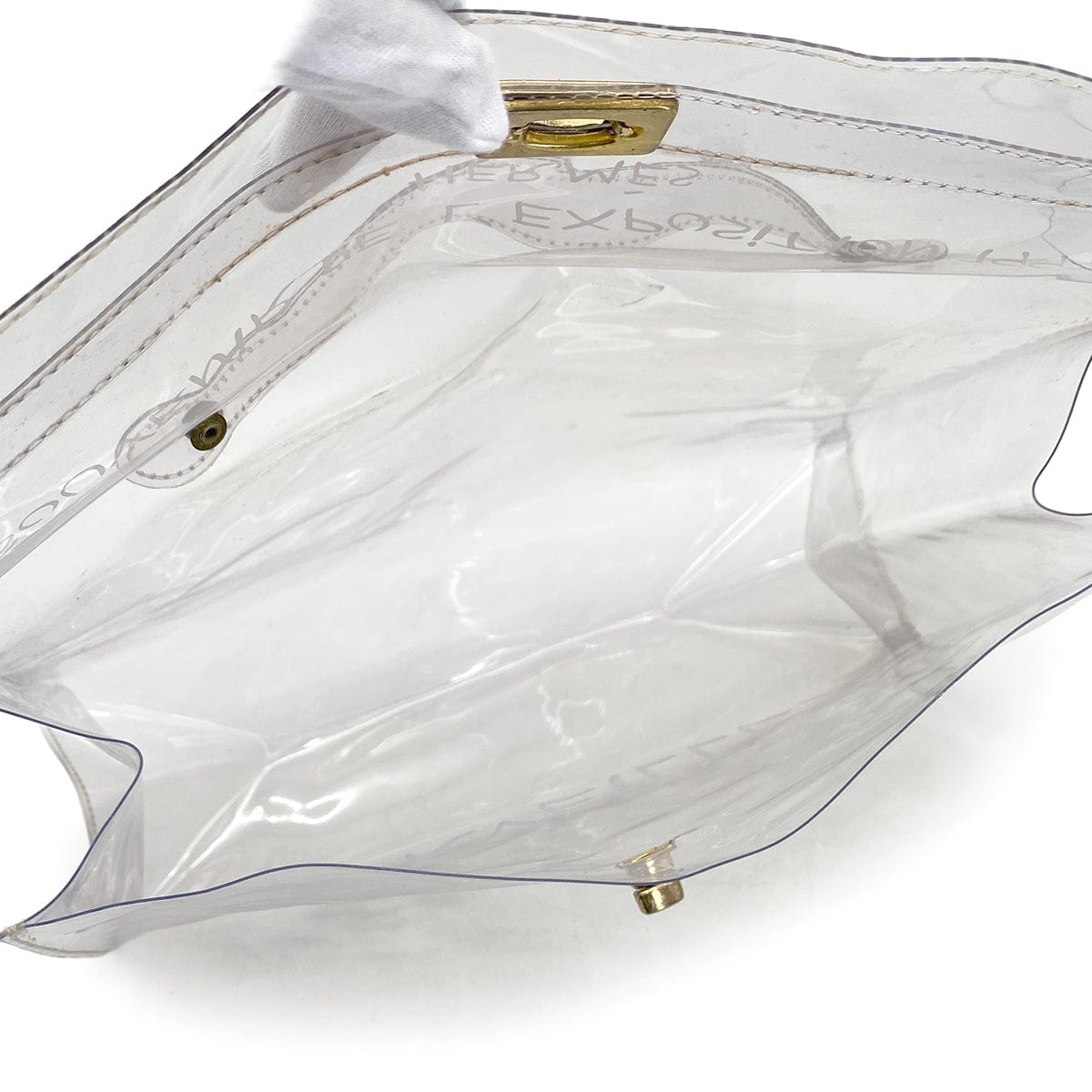 Luxury Promise Japan HERMES VINYL KELLY SOUVENIR DE L' EXPOSITION 1997 CLEAR HAND BAG GOLD HARDWARE 90327400