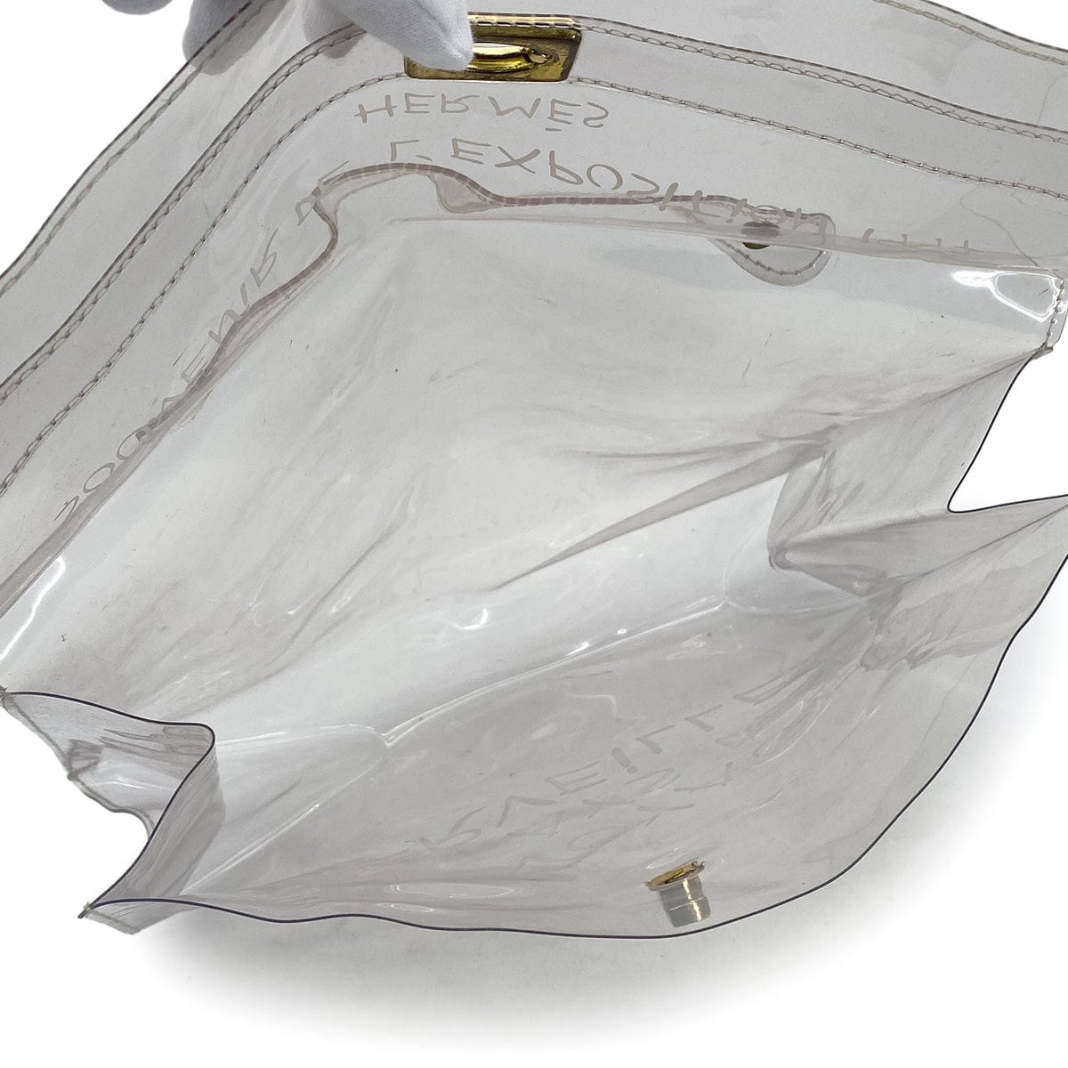 Luxury Promise Japan HERMES VINYL KELLY SOUVENIR DE L' EXPOSITION 1997 CLEAR HAND BAG GOLD HARDWARE 90327406