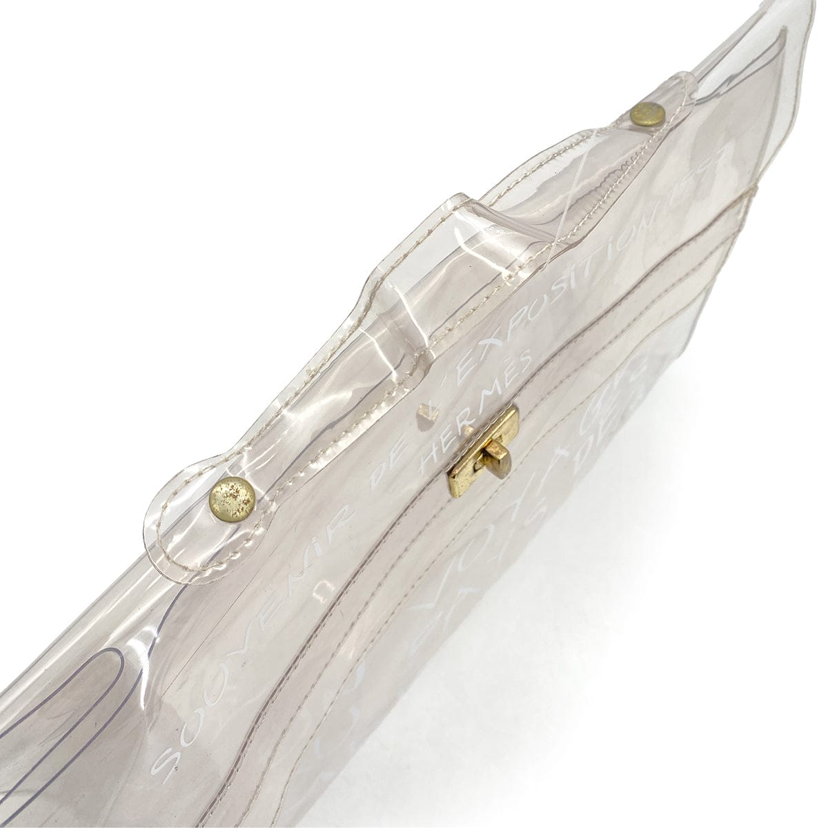 Luxury Promise Japan HERMES VINYL KELLY SOUVENIR DE L' EXPOSITION 1997 CLEAR HAND BAG GOLD HARDWARE 90327406