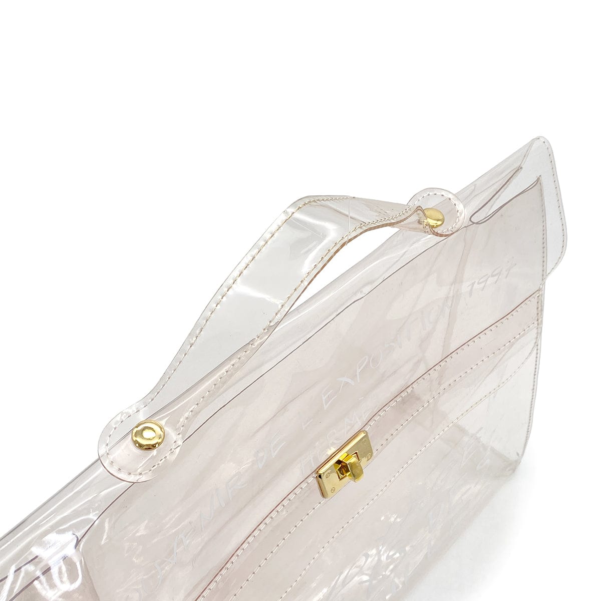 Luxury promise Japan HERMES VINYL KELLY SOUVENIR DE L' EXPOSITION 1997 CLEAR HAND BAG GOLD HARDWARE 90327408