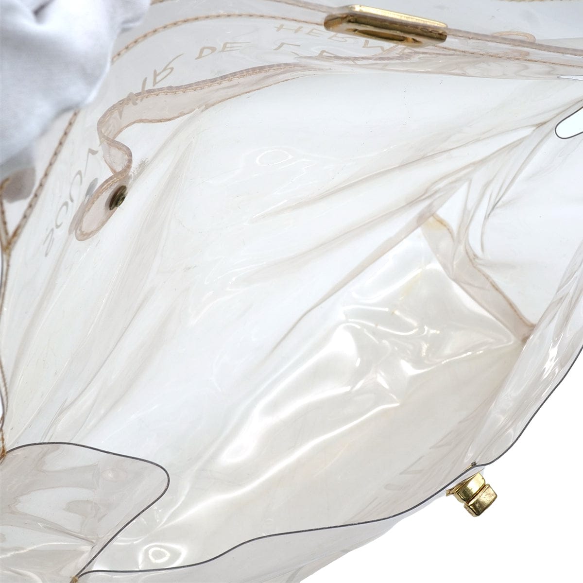 Luxury Promise Japan HERMES VINYL KELLY SOUVENIR DE L' EXPOSITION 1997 CLEAR HAND BAG GOLD HARDWARE 90335762