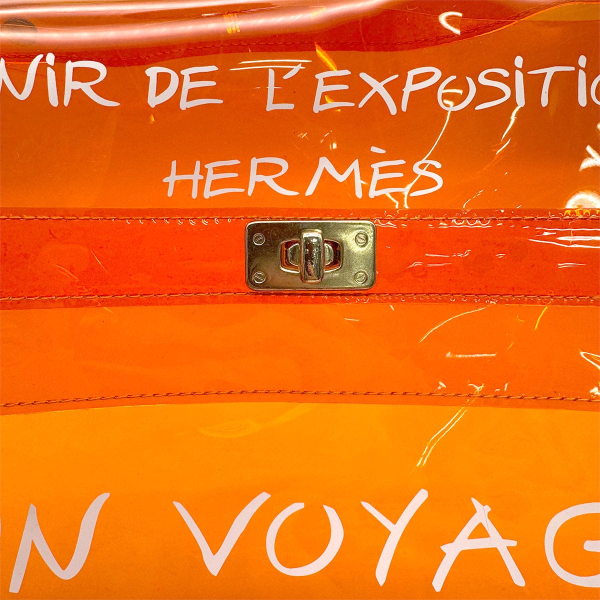 Luxury Promise Japan HERMES VINYL KELLY SOUVENIRDEL' EXPOSITION 1998 ORANGE VINYL HAND BAG 90319135