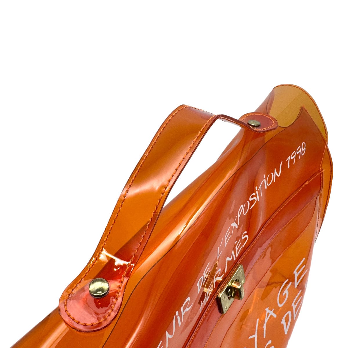 Luxury Promise Japan HERMES VINYL KELLY SOUVENIRDEL' EXPOSITION 1998 ORANGE VINYL HAND BAG 90319135