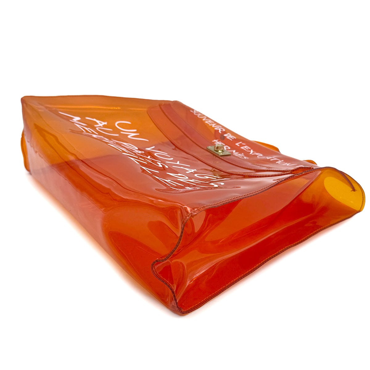 Luxury Promise Japan HERMES VINYL KELLY SOUVENIRDEL' EXPOSITION 1998 ORANGE VINYL HAND BAG 90319135