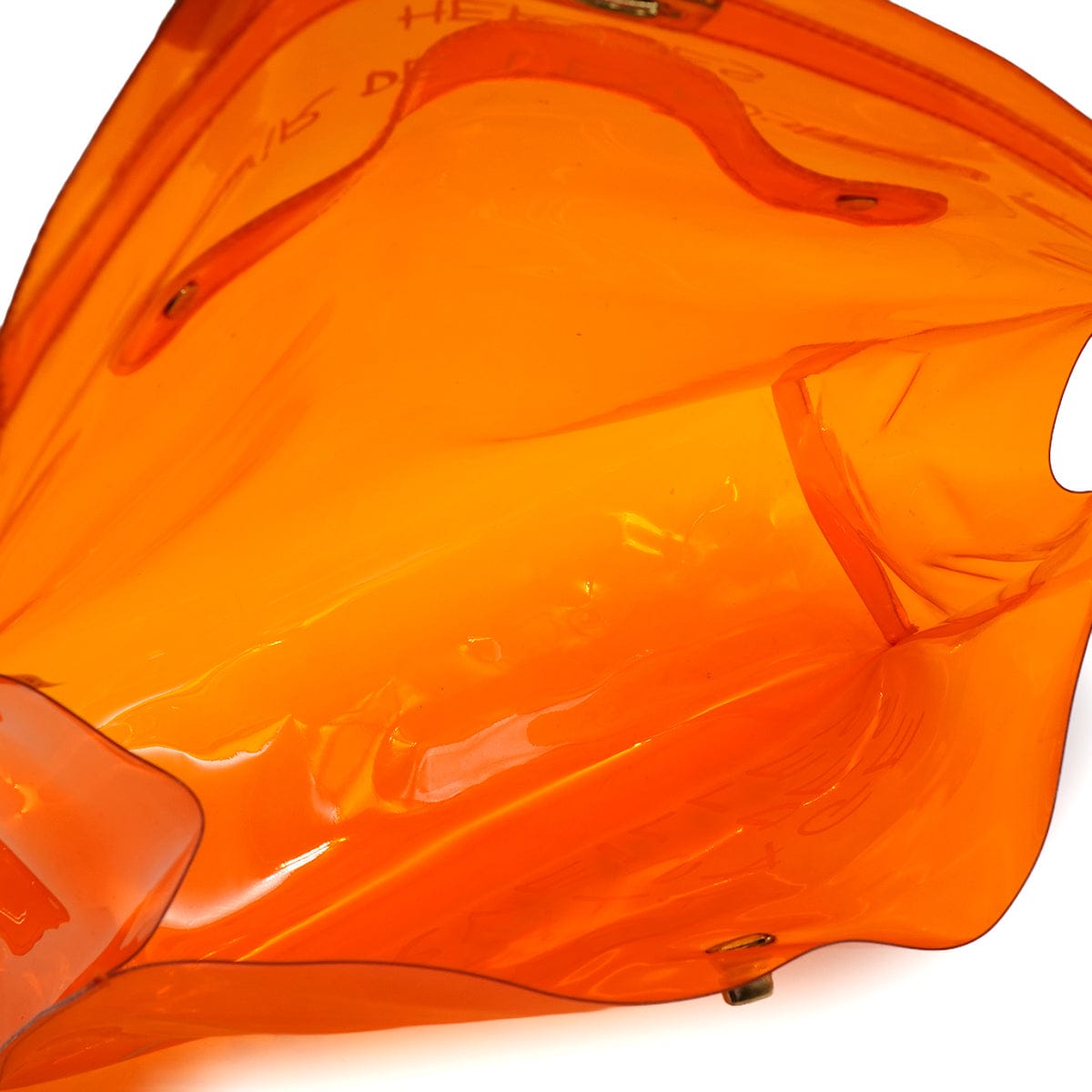 Luxury Promise Japan HERMES VINYL KELLY SOUVENIRDEL' EXPOSITION 1998 ORANGE VINYL HAND BAG  90335749