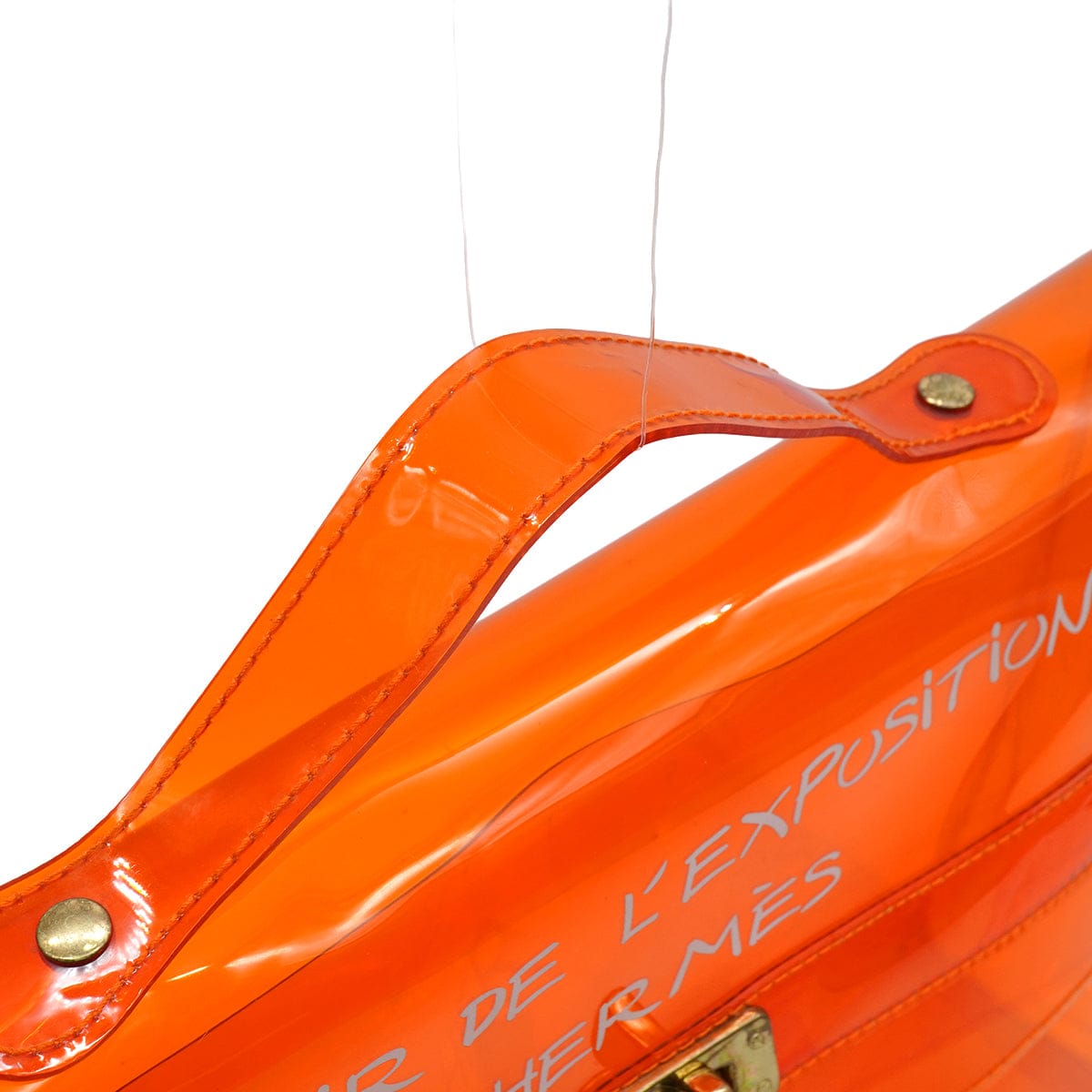 Luxury Promise Japan HERMES VINYL KELLY SOUVENIRDEL' EXPOSITION 1998 ORANGE VINYL HAND BAG  90335749