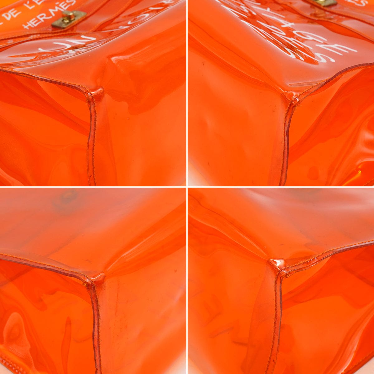 Luxury Promise Japan HERMES VINYL KELLY SOUVENIRDEL' EXPOSITION 1998 ORANGE VINYL HAND BAG  90335749