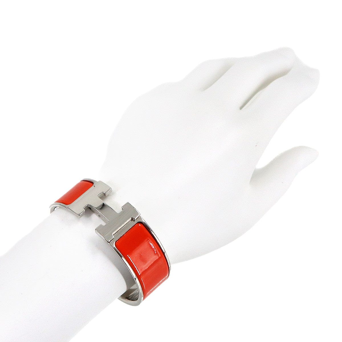 Luxury Promise Japan HERMES Clic Clac H Bangle Orange Silver Accessory 90317159