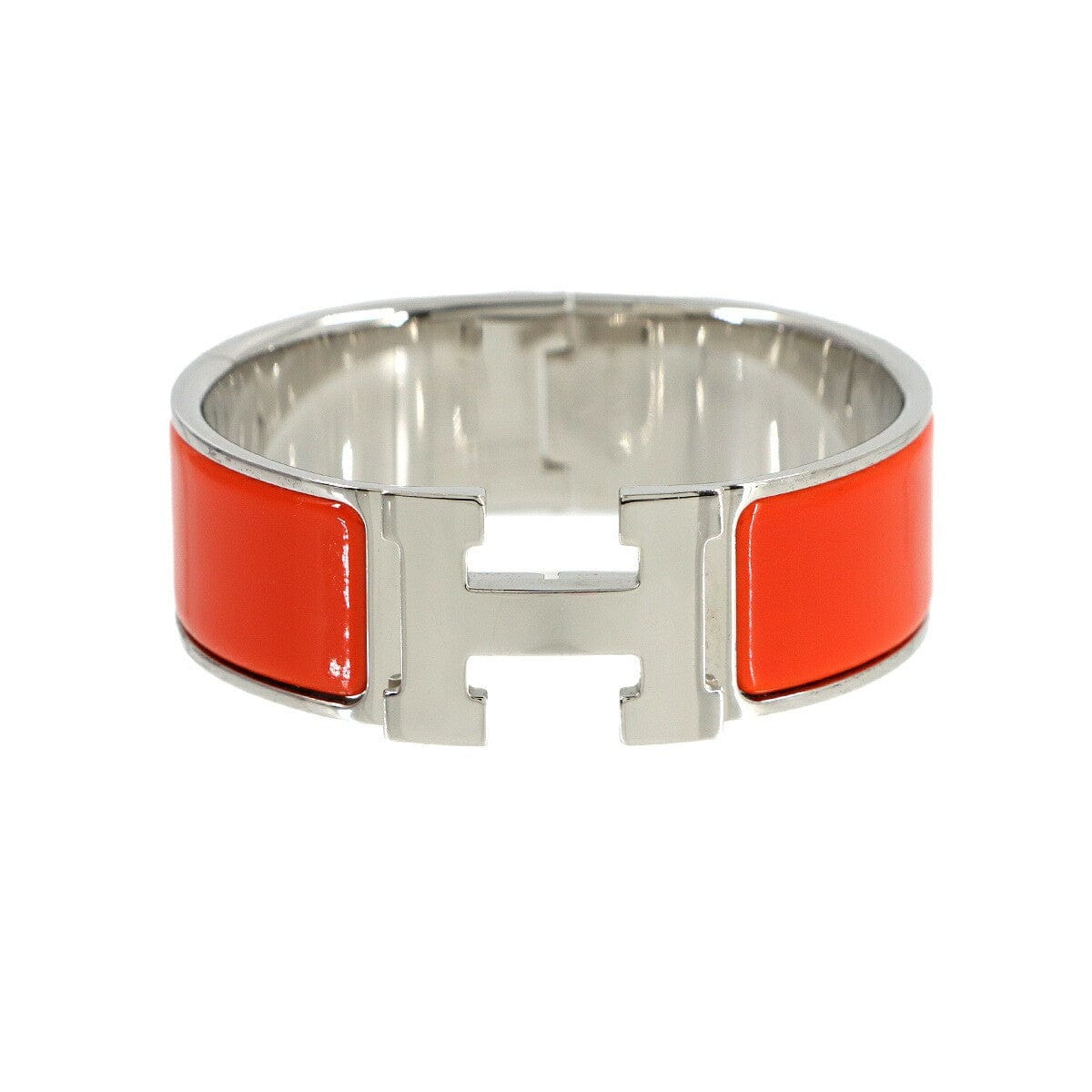 Luxury Promise Japan HERMES Clic Clac H Bangle Orange Silver Accessory 90317159