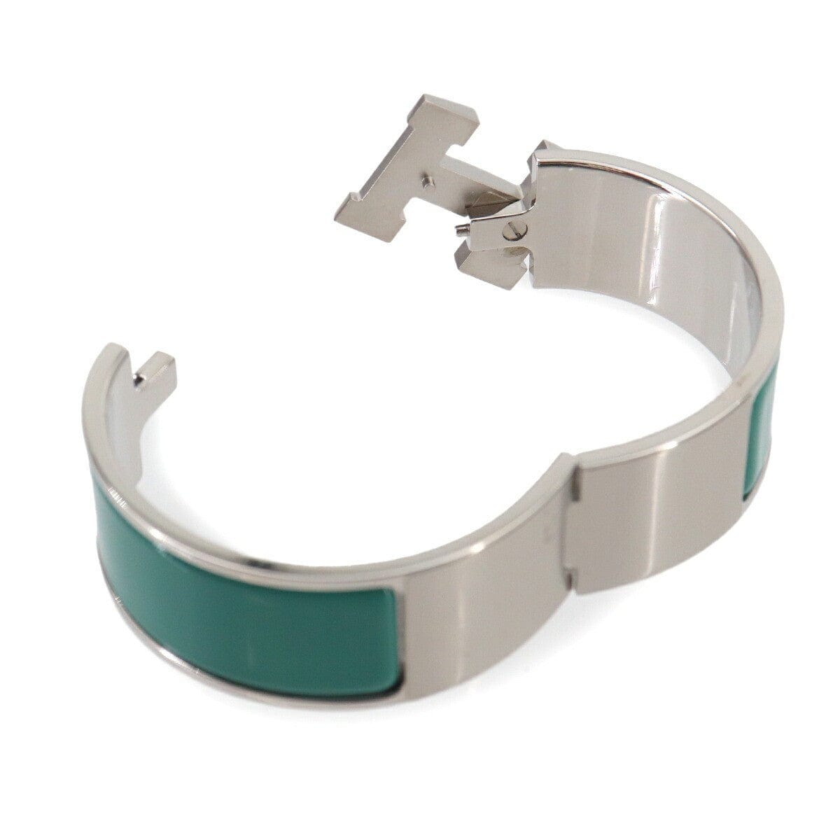 Luxury Promise Japan HERMES Clic Clac H PM Bangle Green Silver Accessory 90325474