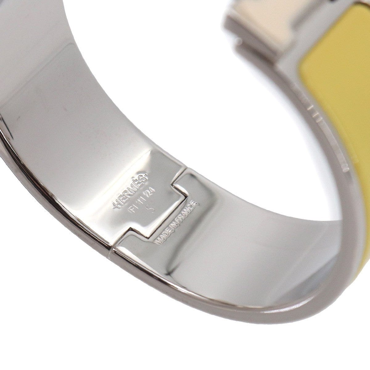 Luxury Promise Japan HERMES Clic Clac H PM Bangle White Jaune citron Silver Accessory 90325473