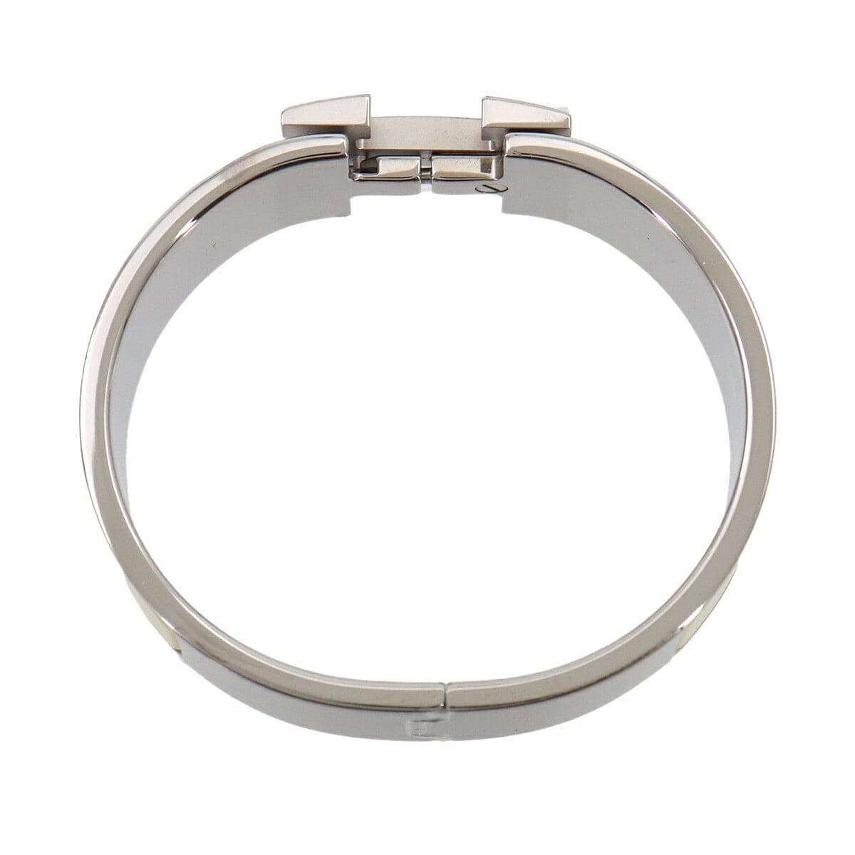 Luxury Promise Japan HERMES Clic Clac H PM Bangle White Jaune citron Silver Accessory 90325473