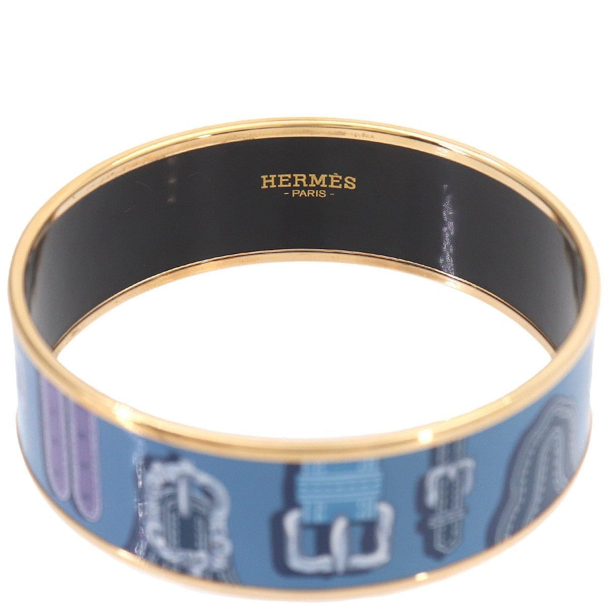 Luxury Promise Japan HERMES Email GM Bracelet Bangle Blue Multicolor Gold Accessory 90326989